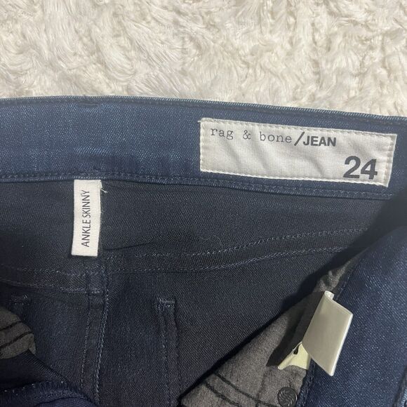 Rag & Bone Ankle Skinny Jeans Womens 24 Dark Wash Raw Hem W1526K089 - Picture 6 of 12